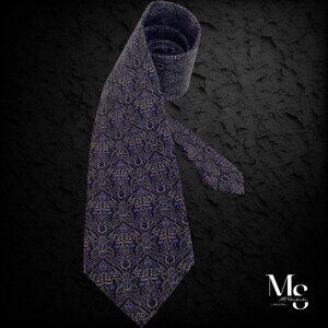 THE METROPOLITAN MUSEUM OF ART Black Gray Baroque Silk Tie W:3.75" EX CD